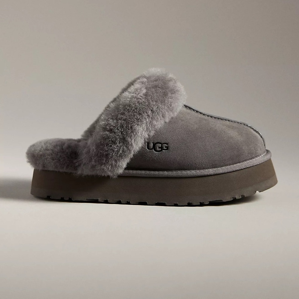 UGG Discoquette Genuine Shearling Slide Slipper In Charcoal Size 9